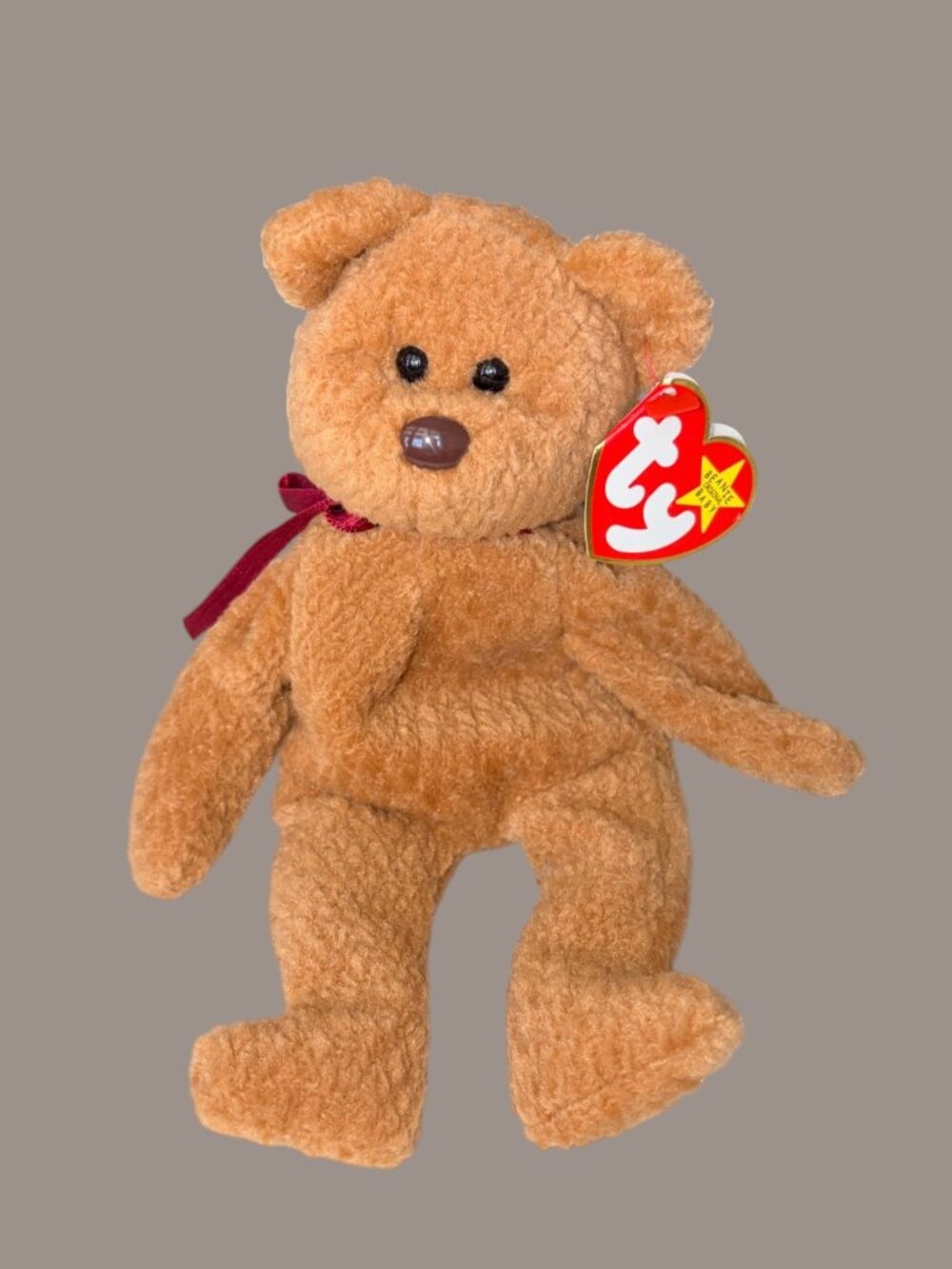 TY Beanie Baby Curly Bear 1996 Brown Plush Vintage Retired Original Tags